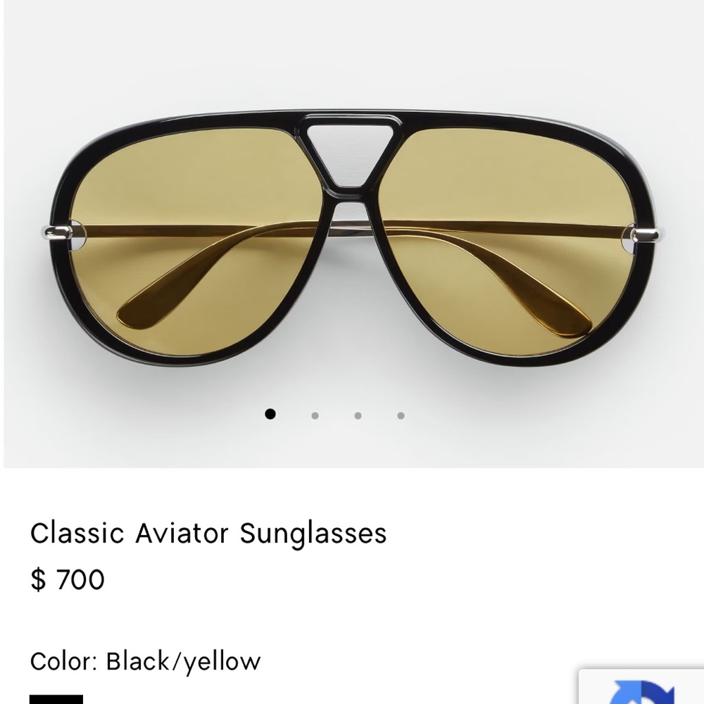 Bottega Veneta Black and Yellow Aviator Sunglasses brand new!